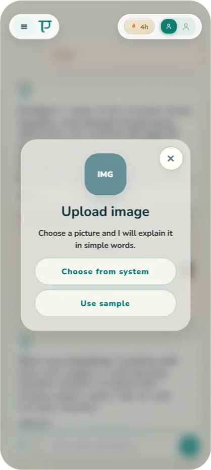 Pratvim child app: upload a picture to learn